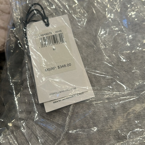 7 For All Mankind Cashmere Blend Crewneck Sweater White Sand - Picture 7 of 8